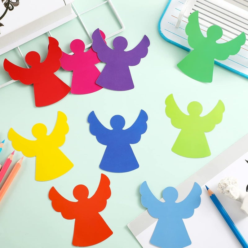 Geyee 108 Pcs Angel Cutout Paper Angel Cutouts Christmas Paper Cutout Assorted Color Cutouts Small Bulletin Board Die Cuts for DIY Kids Projects Craft School Party Decor - Image 3